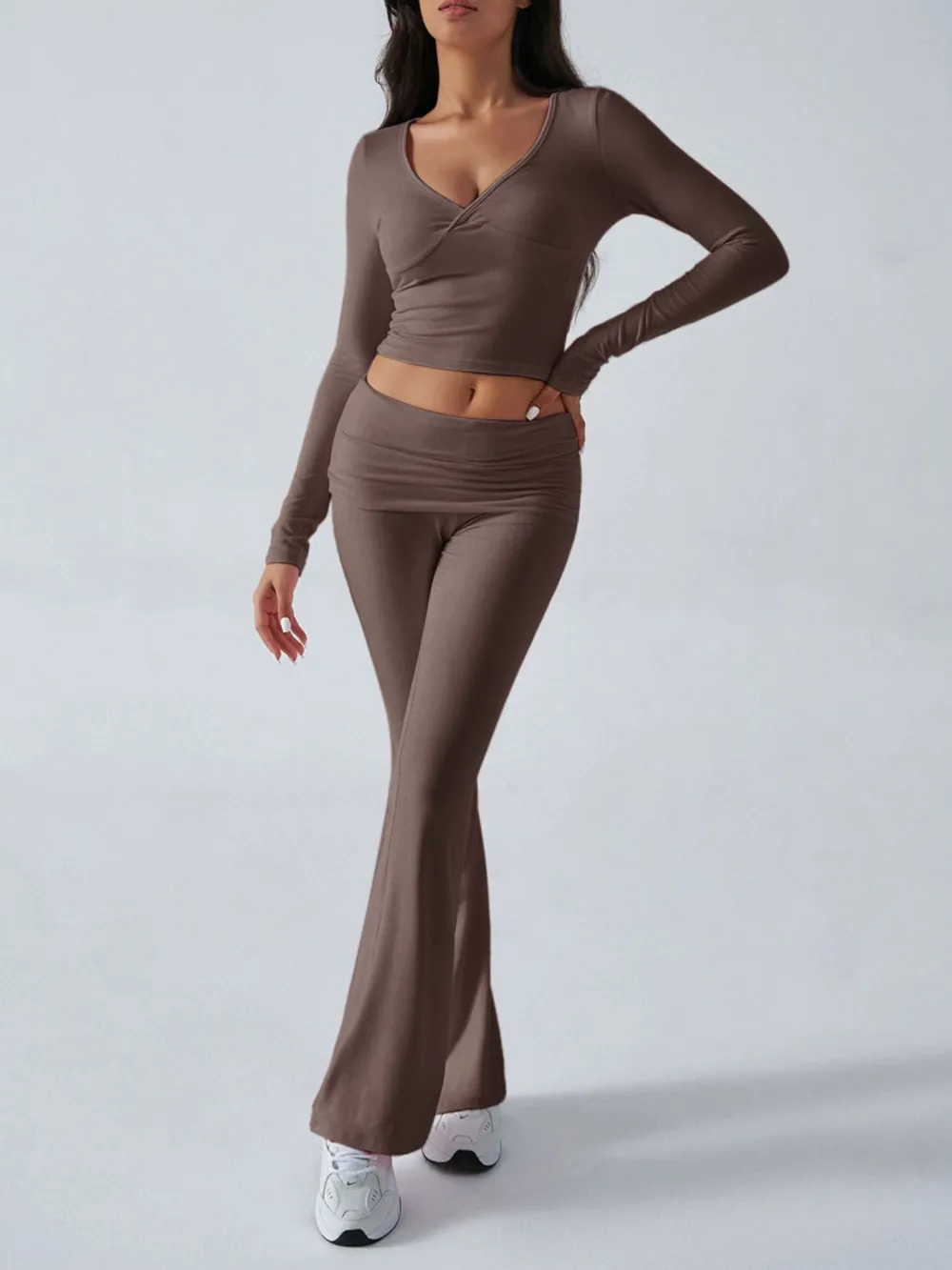 Ruched Long Sleeve Top and Pants Set, image 11