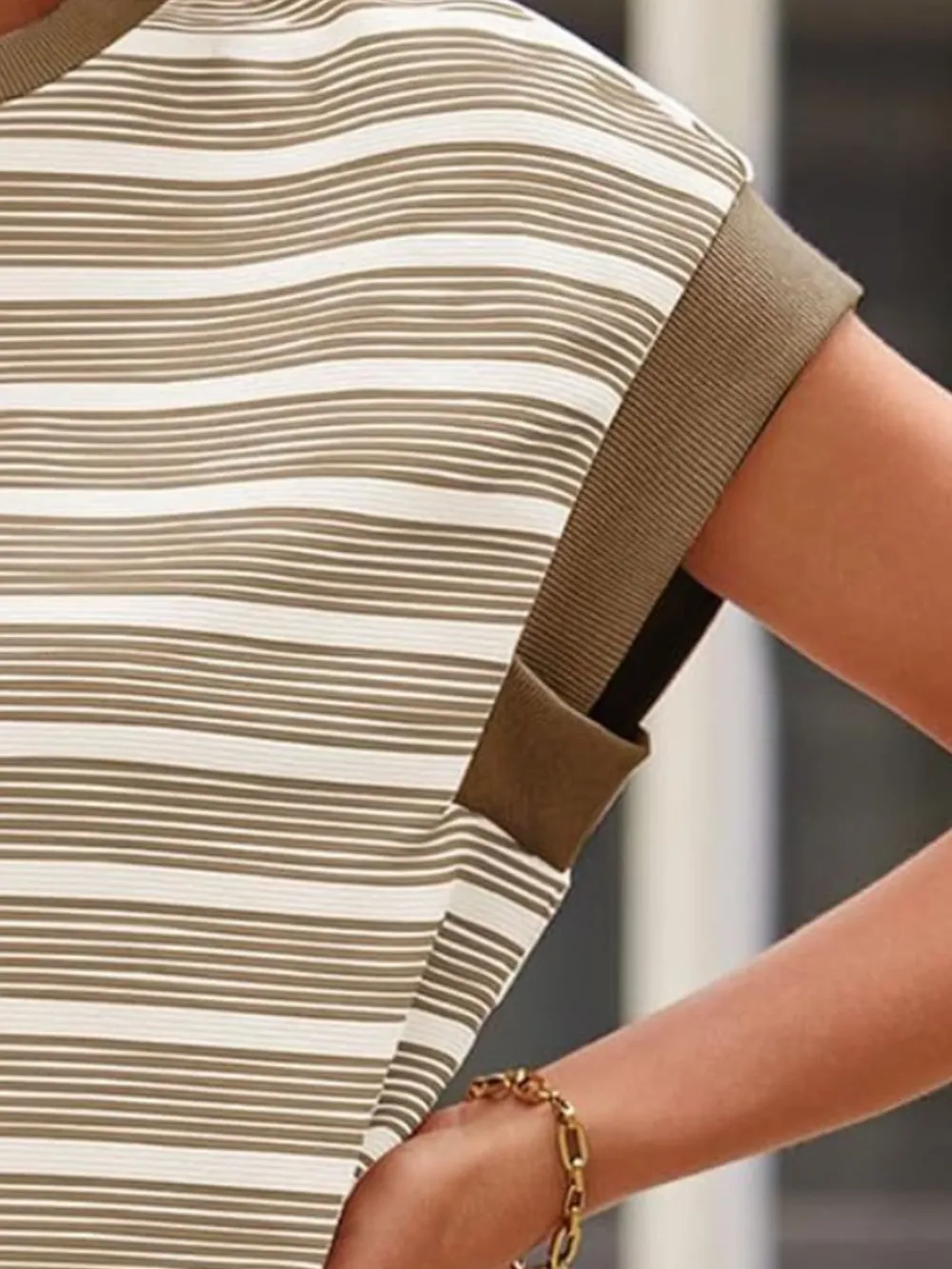 Striped Round Neck Casual T-Shirt, image 3