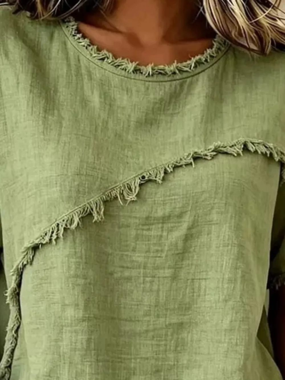 Full Size Frayed Hem Short Sleeve Top Plus Size, image 8