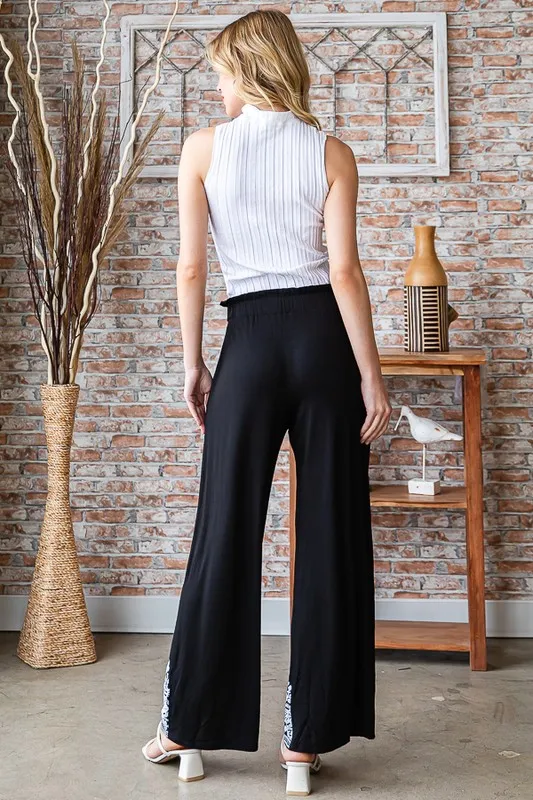 Full Size Solid Damask Casual Pants Plus Size, image 2