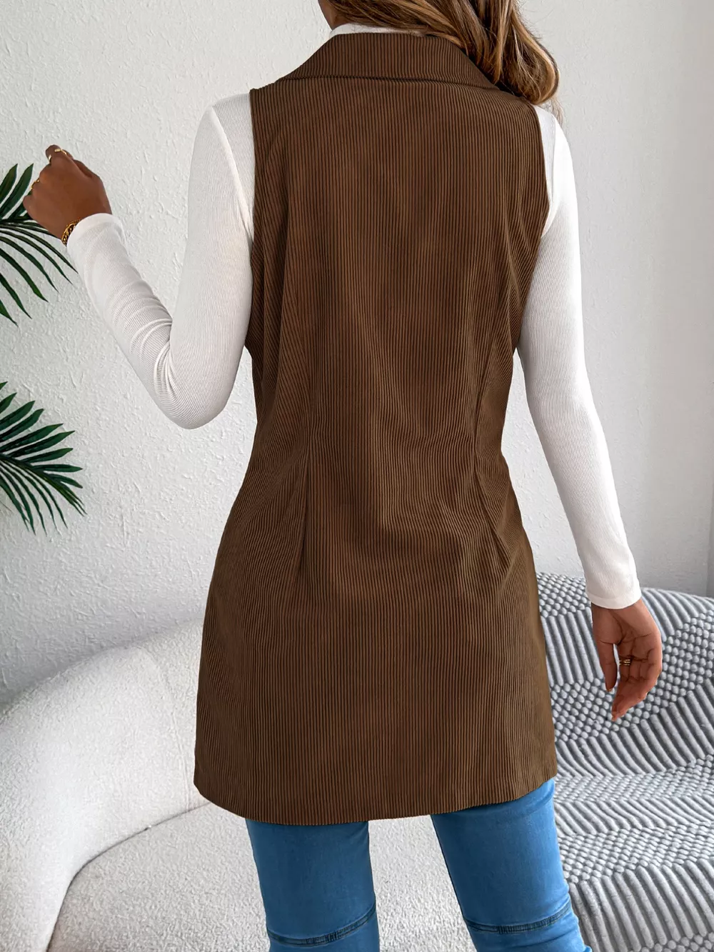 Double-Breasted Long Vest Coat, image 16