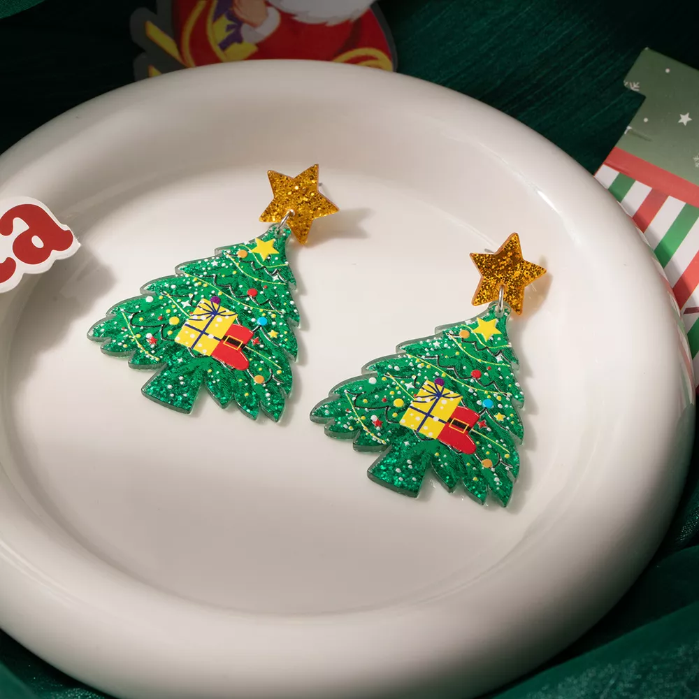 Acrylic Christmas Tree Earrings, image 3
