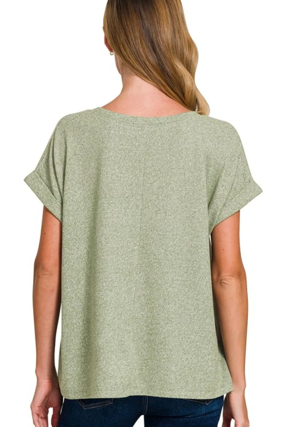 Soft Melange Hacci V-neck Tee, image 3