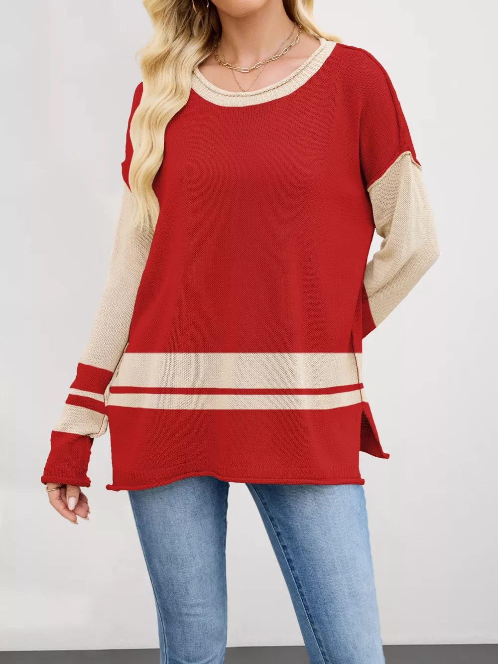 Color Block Side Slit Sweater, image 2