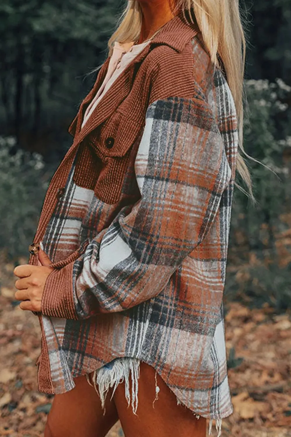 Plaid Button Up Long Sleeve Shacket, image 2