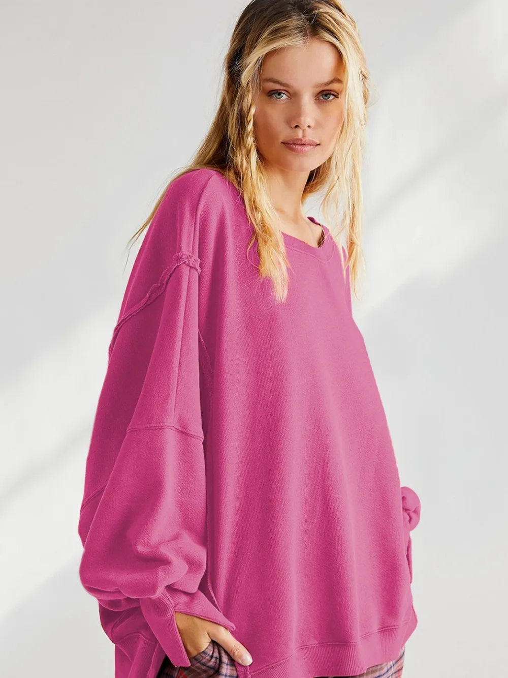 Slit Round Neck Dropped Shoulder T-Shirt, image 14