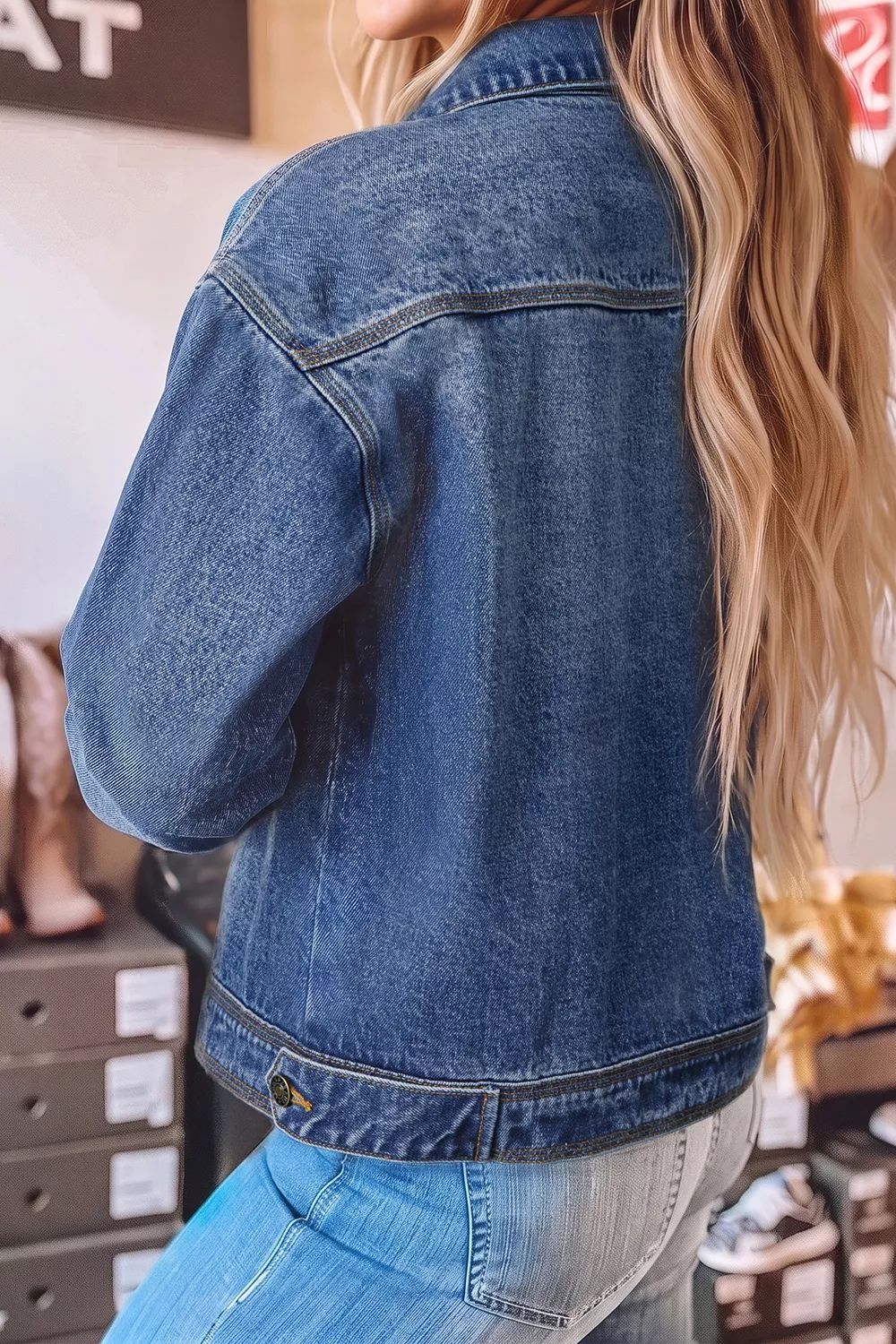 Button Up Dropped Shoulder Denim Jacket, image 2