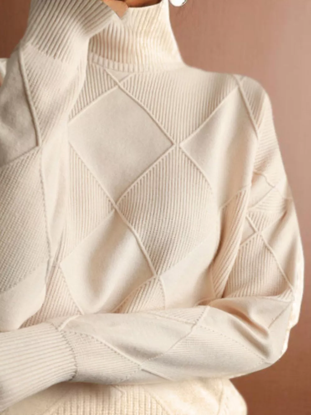 Argyle Pattern Turtleneck Sweater, image 3