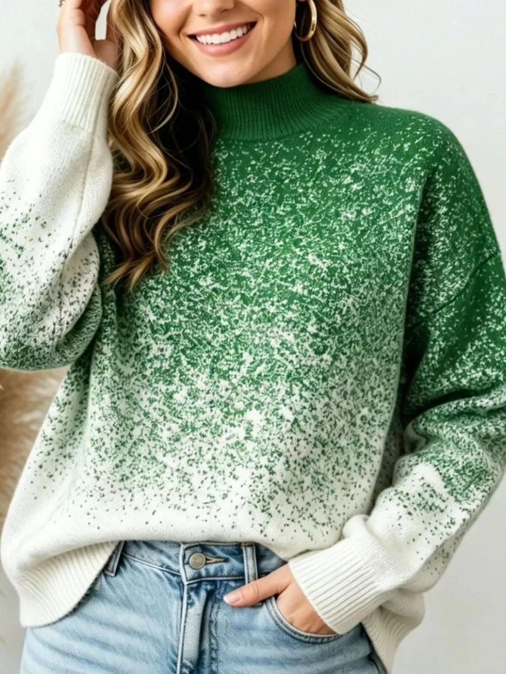 Gradient Turtleneck Long Sleeve Sweater, image 7
