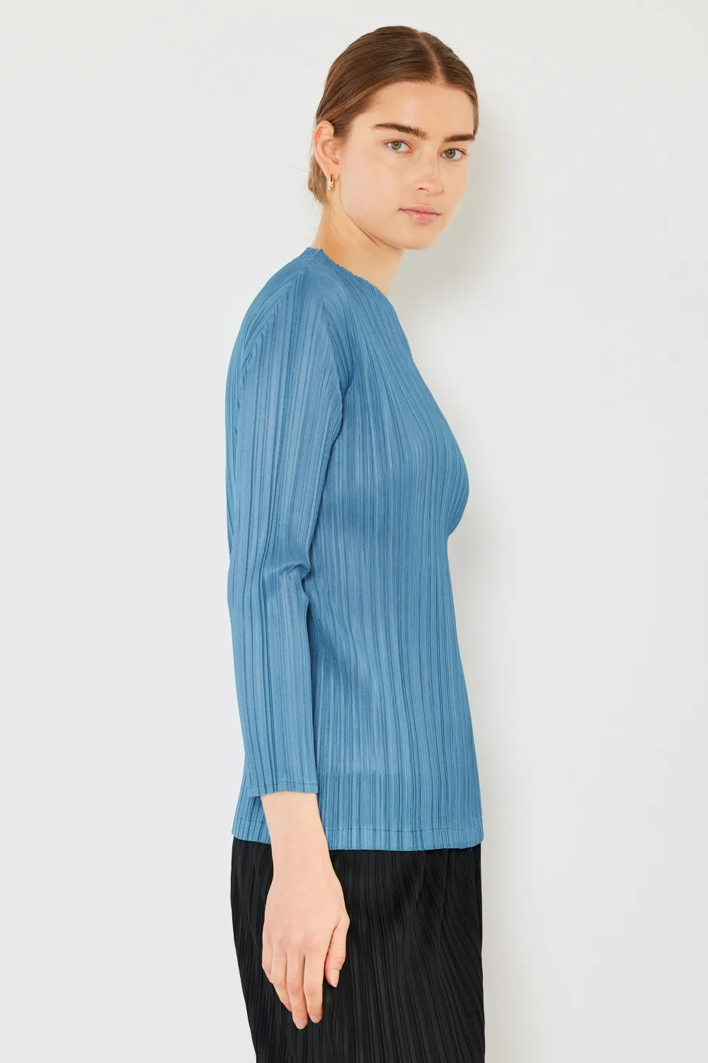 Pleated Long Sleeve Boatneck Top, image 11