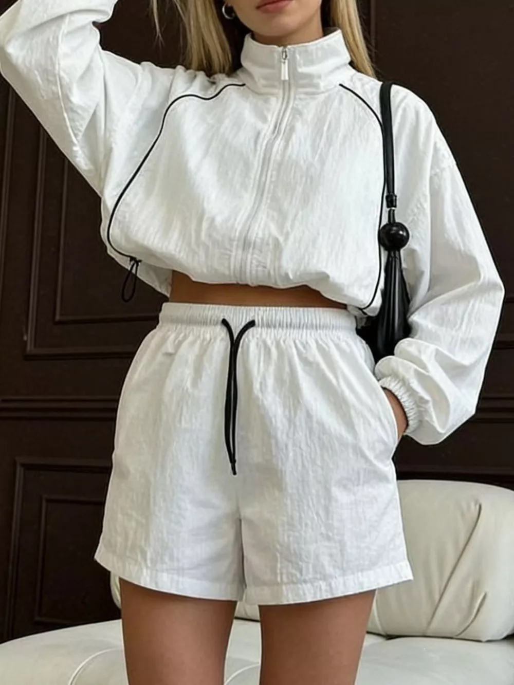 Zip-Up Jacket and Shorts Two-Piece Set, image 6