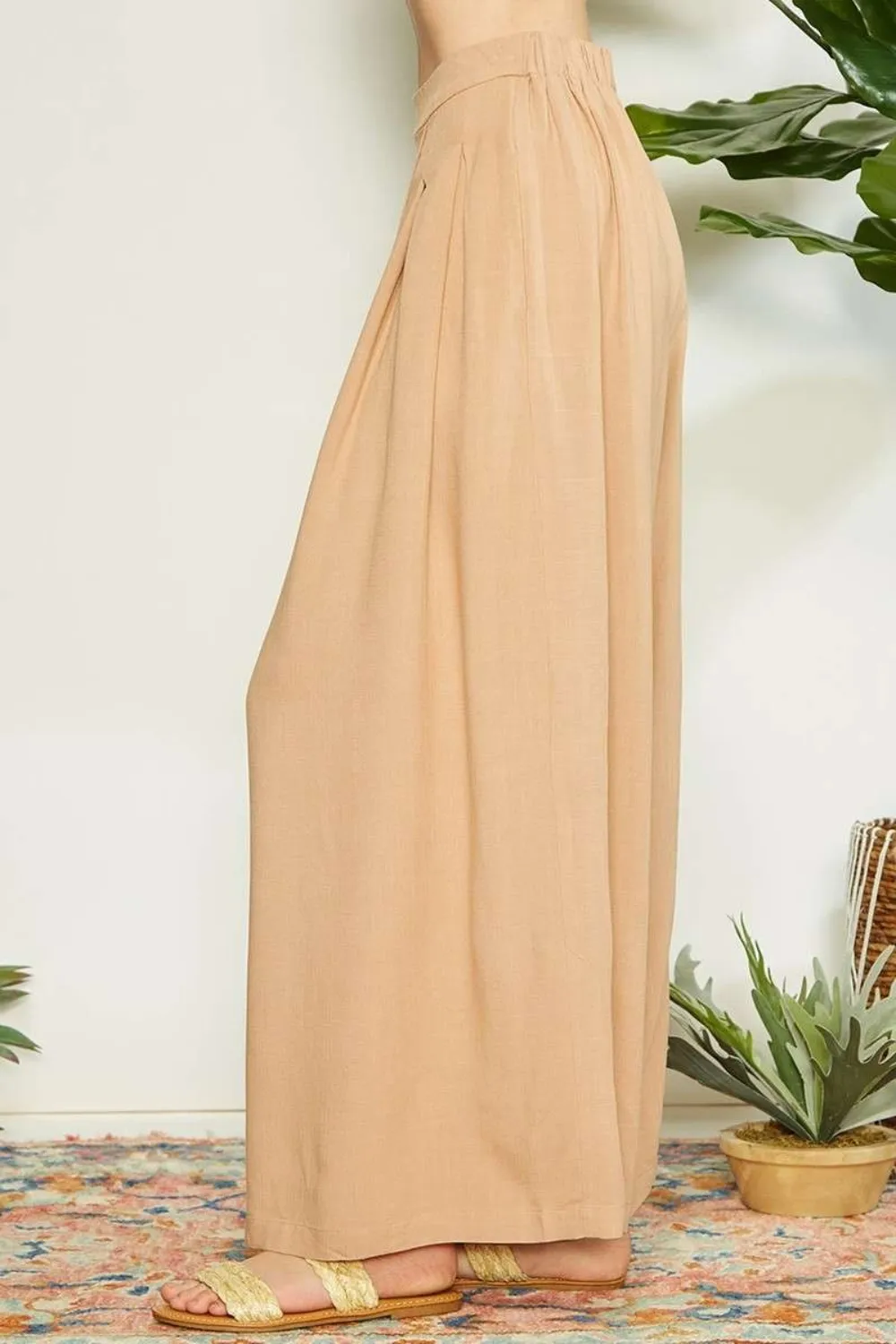 Wrap Pleating Detail Wide Leg Pants, image 3