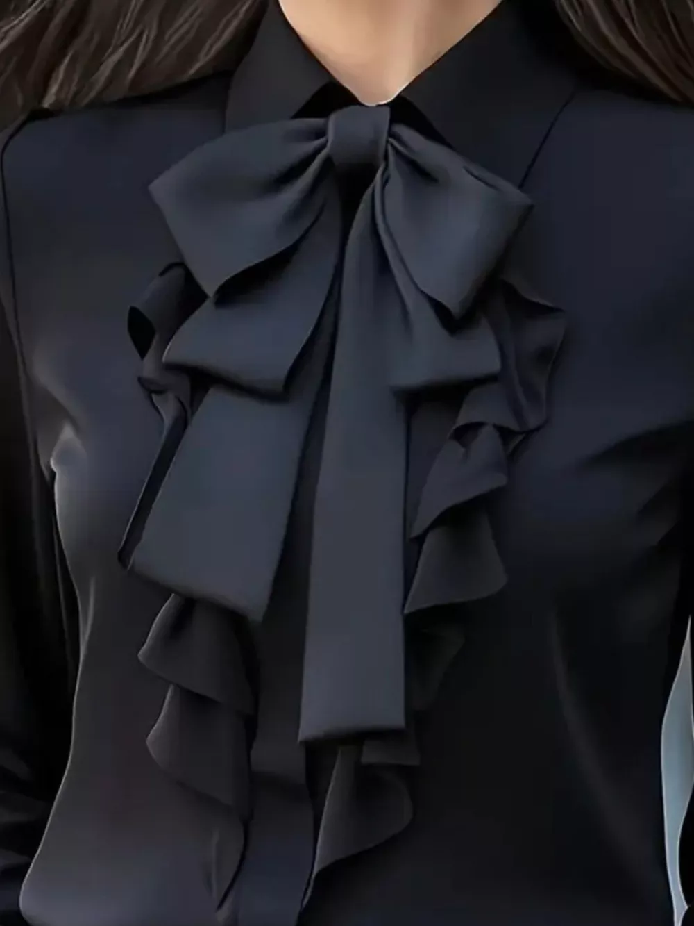 Ruffled Tie Front Long Sleeve Blouse, image 2