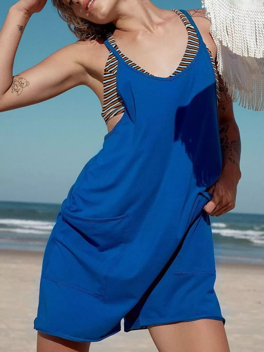 Spaghetti Strap Romper with Pockets, image 26