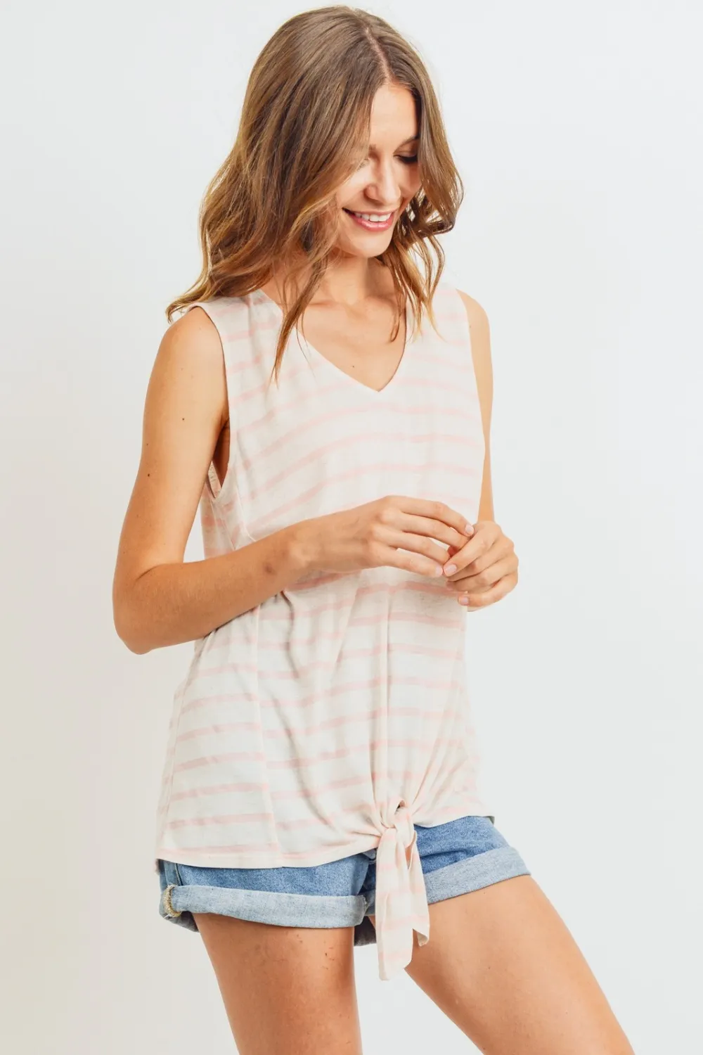 Cotton Bleu by Nu Label Sleeveless Front Tie Striped Top, image 3
