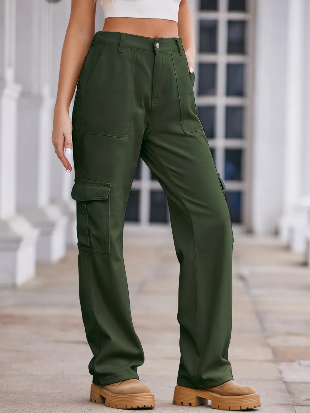 Straight Denim Cargo Pants, image 4