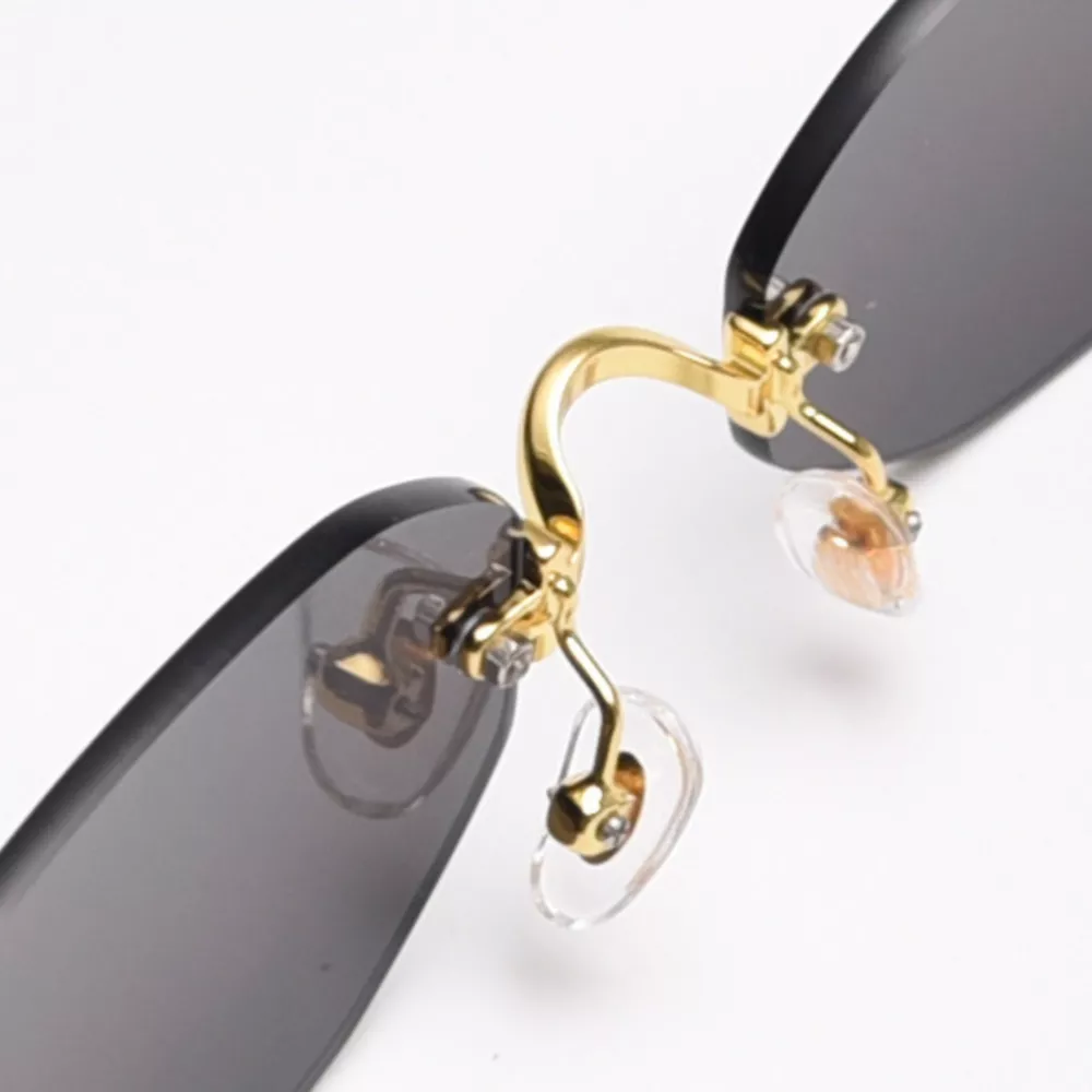 Rimless Oval Sunglasses with Gold Frame, image 6