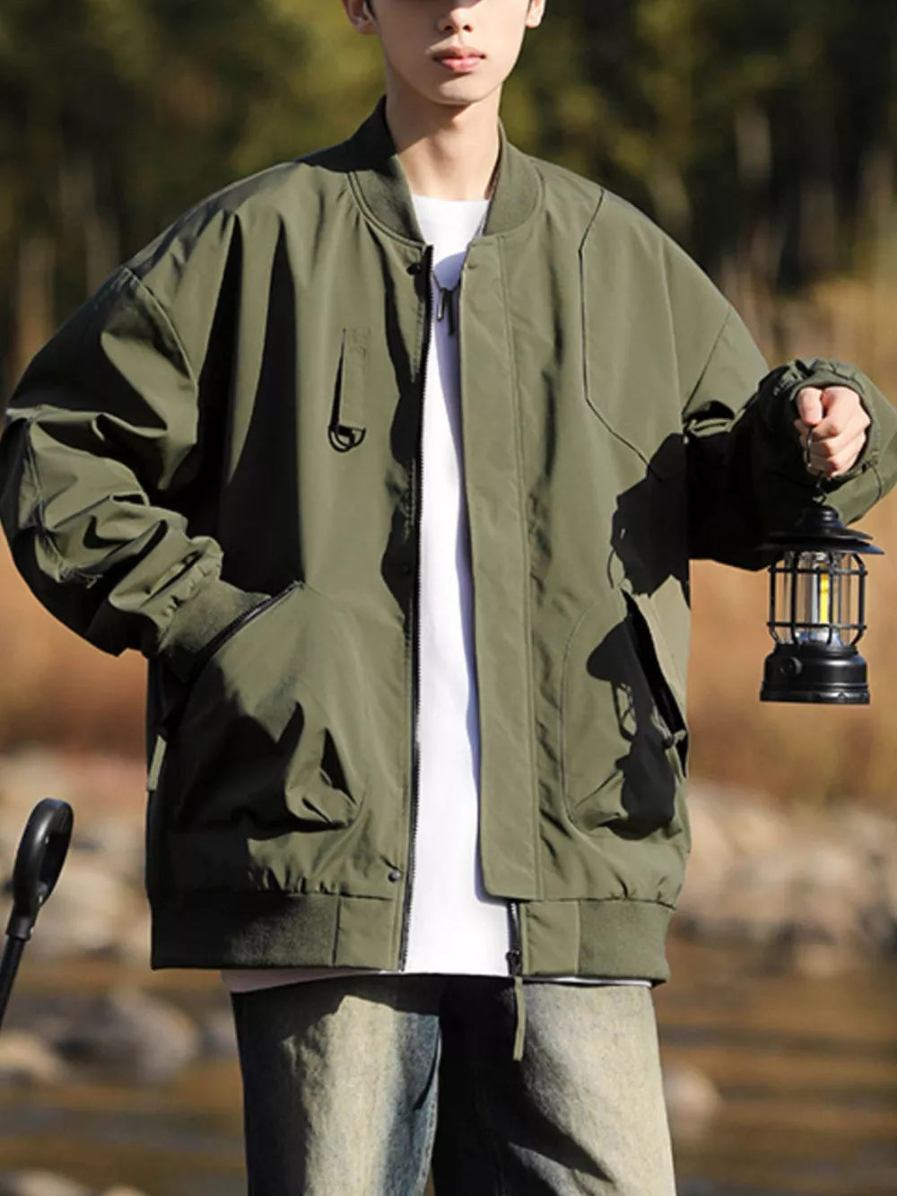 Men's Plus Size Casual Loose Fit Zip Up Jacket, image 6
