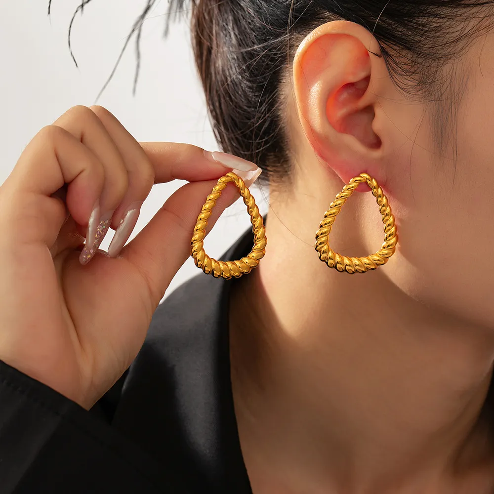 18K Gold-Plated Twisted Earrings, image 2