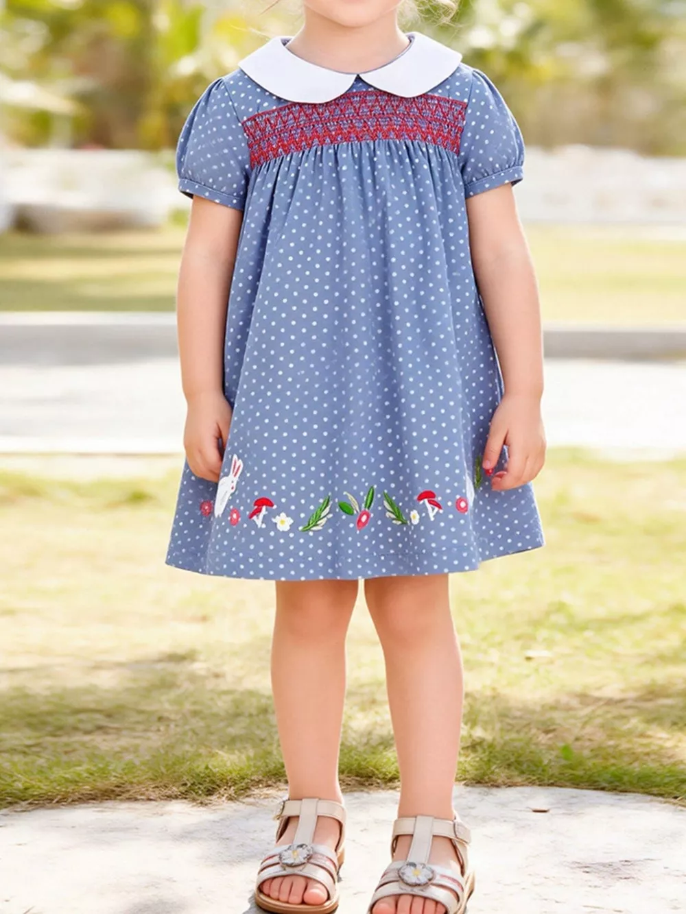 Children's Polka Dot Embroidered Dress