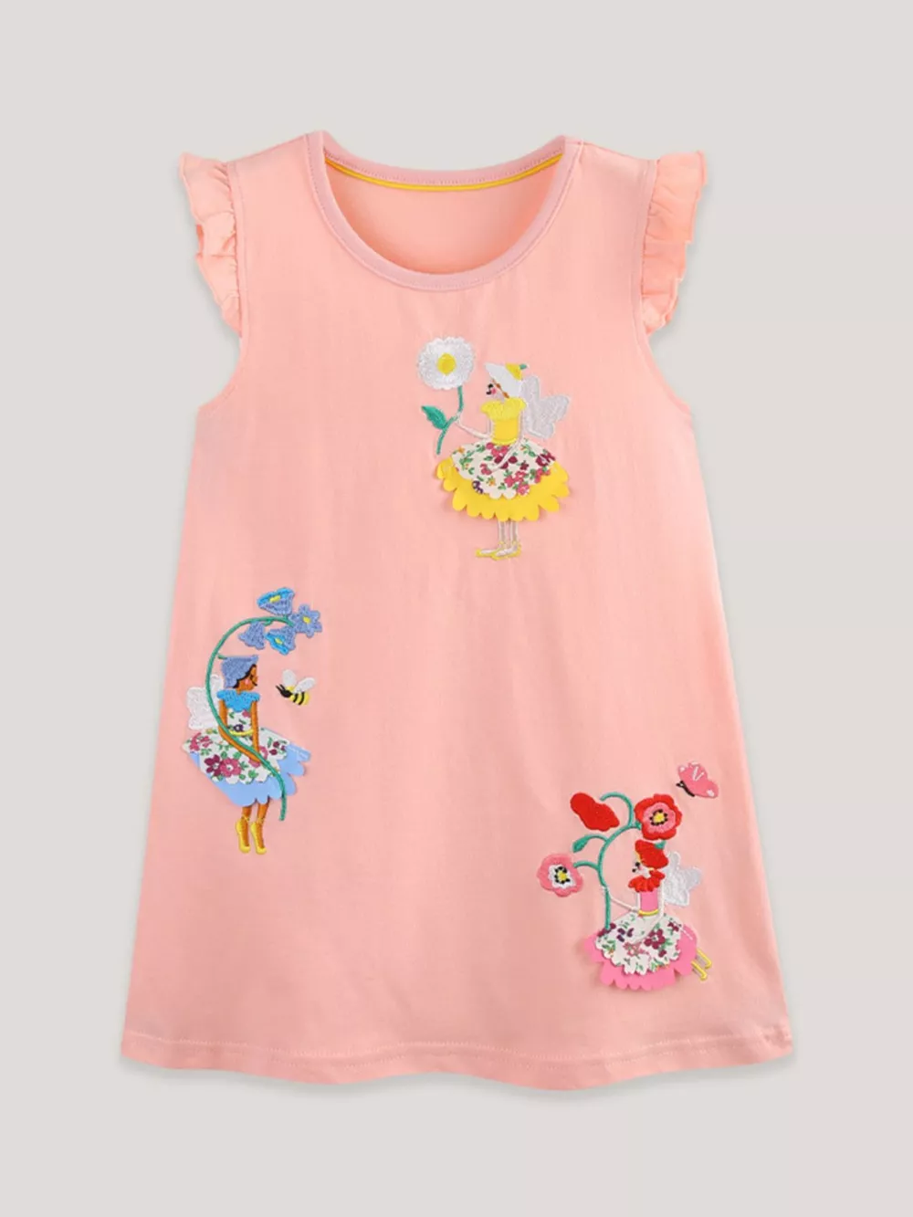 Children's Floral Embroidered Ruffle Sleeve Casual Dress, image 2