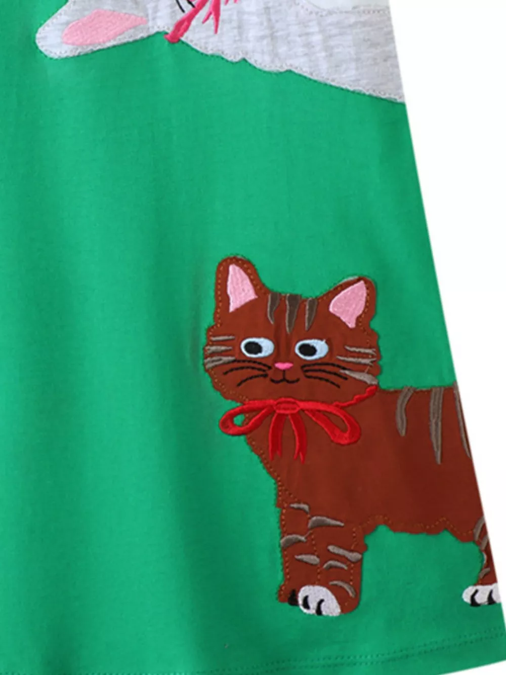 Children's Cute Cartoon Cat Round Neck Dress, image 2