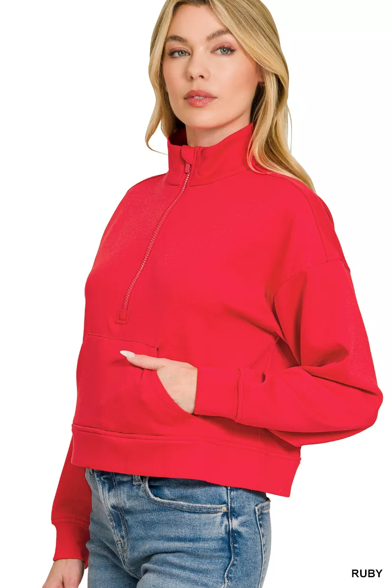 Scuba Half Zip Pullover With Kangaroo Pockets, image 2