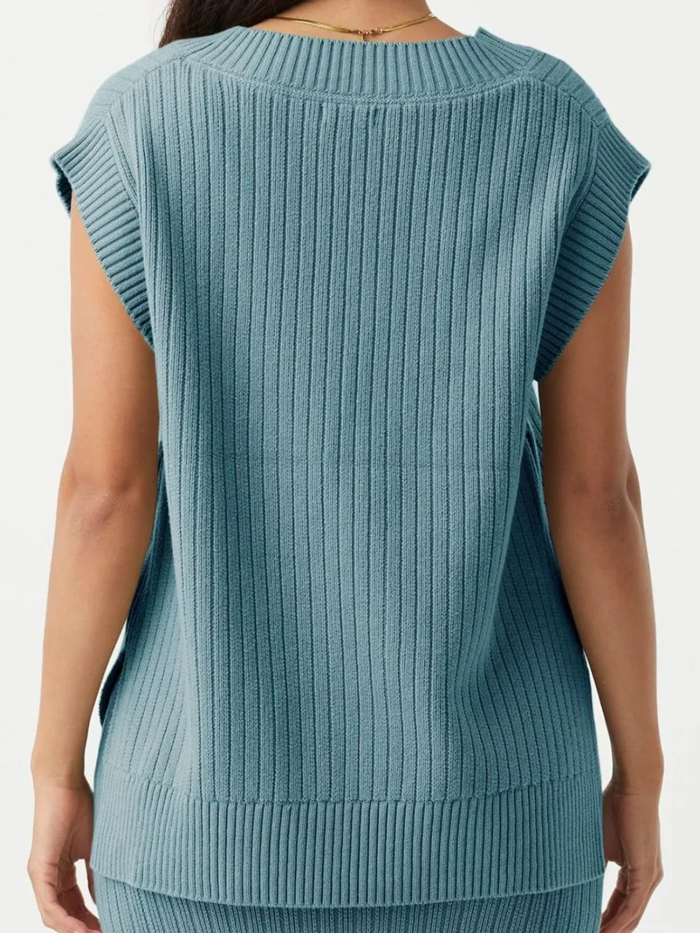 Ribbed V-Neck Sweater Vest, image 2