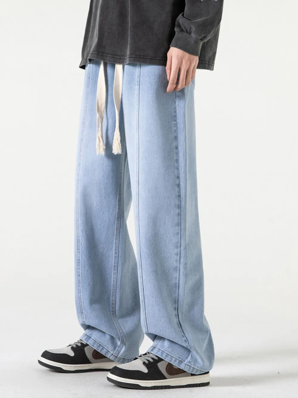 Men's Full Size Drawstring Wide Leg Jeans Plus Size, image 13