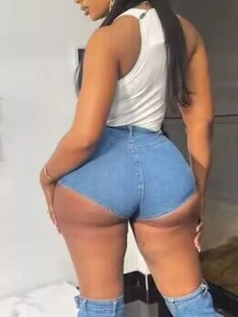 Asymmetrical Wrap Denim Skort, image 4