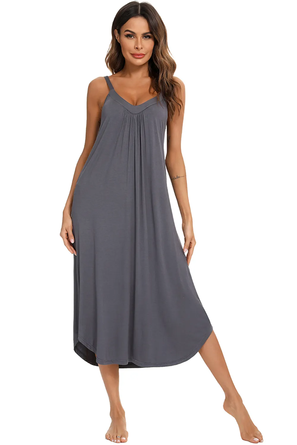 V-Neck Midi Lounge Dress, image 5