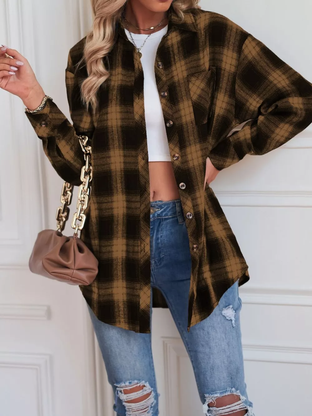 Casual Plaid Button Up Shirt, image 11
