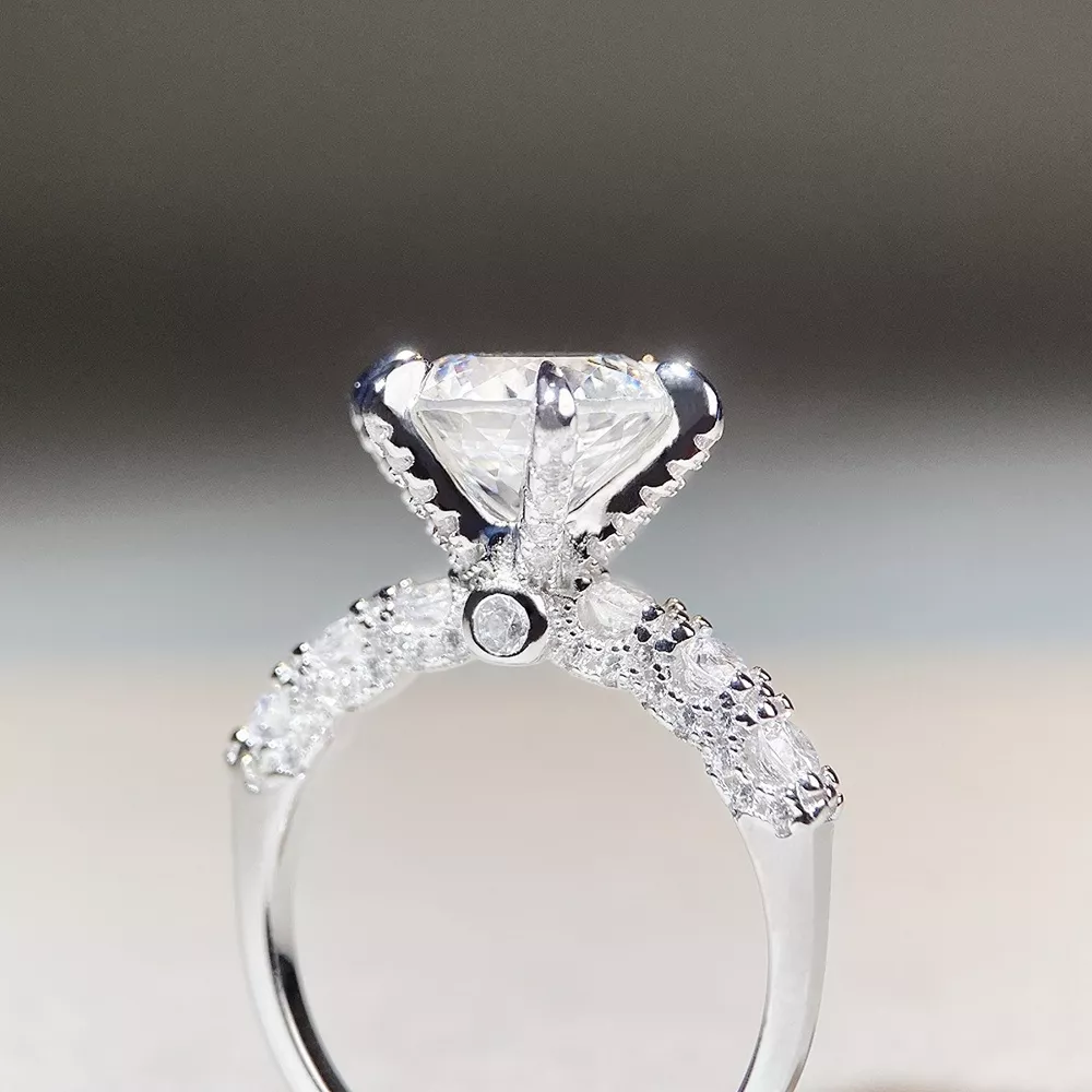 3 Carat 925 Sterling Silver Moissanite Geometric Ring, image 4