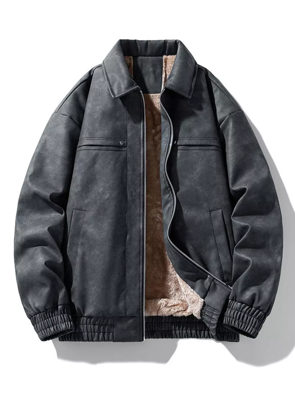 Men's Plus Size Zip Up Long Sleeve Jacket
