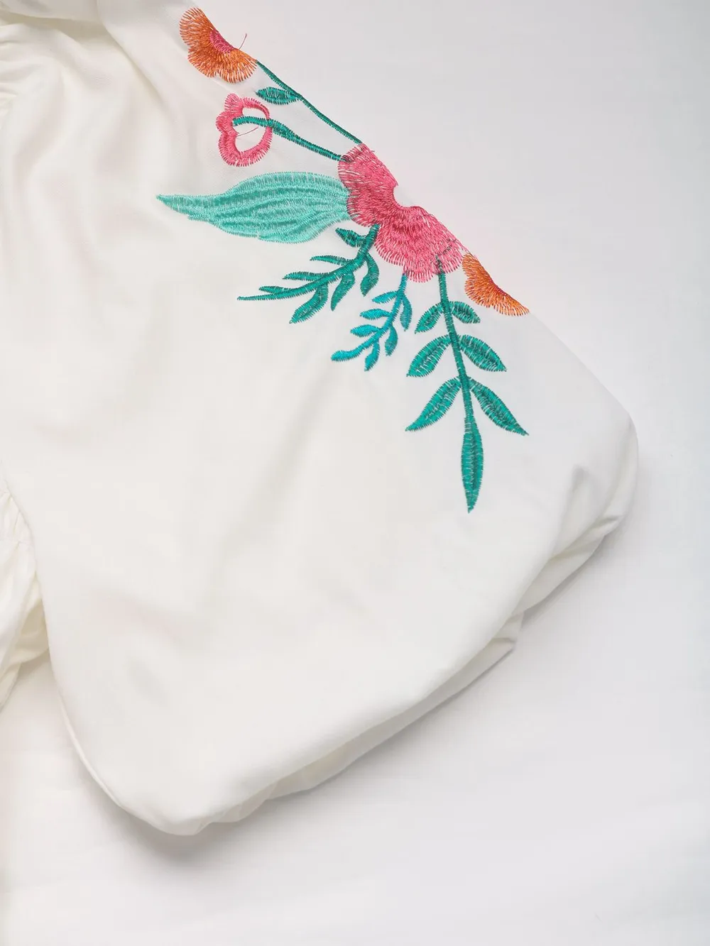 Embroidered Smocked Square Neck Half Sleeve Blouse, image 7