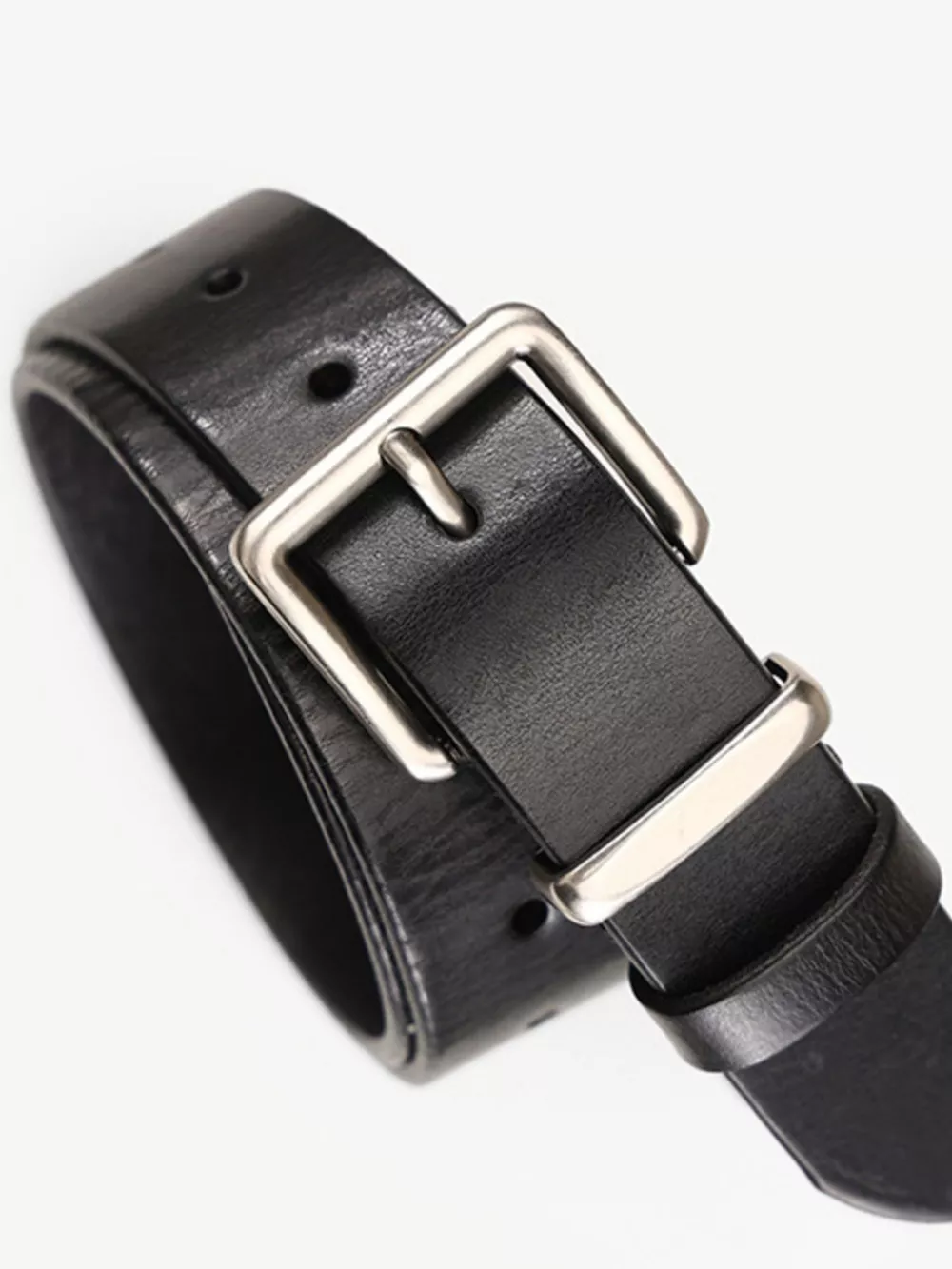 Classic Leather Belt with Silver Buckle