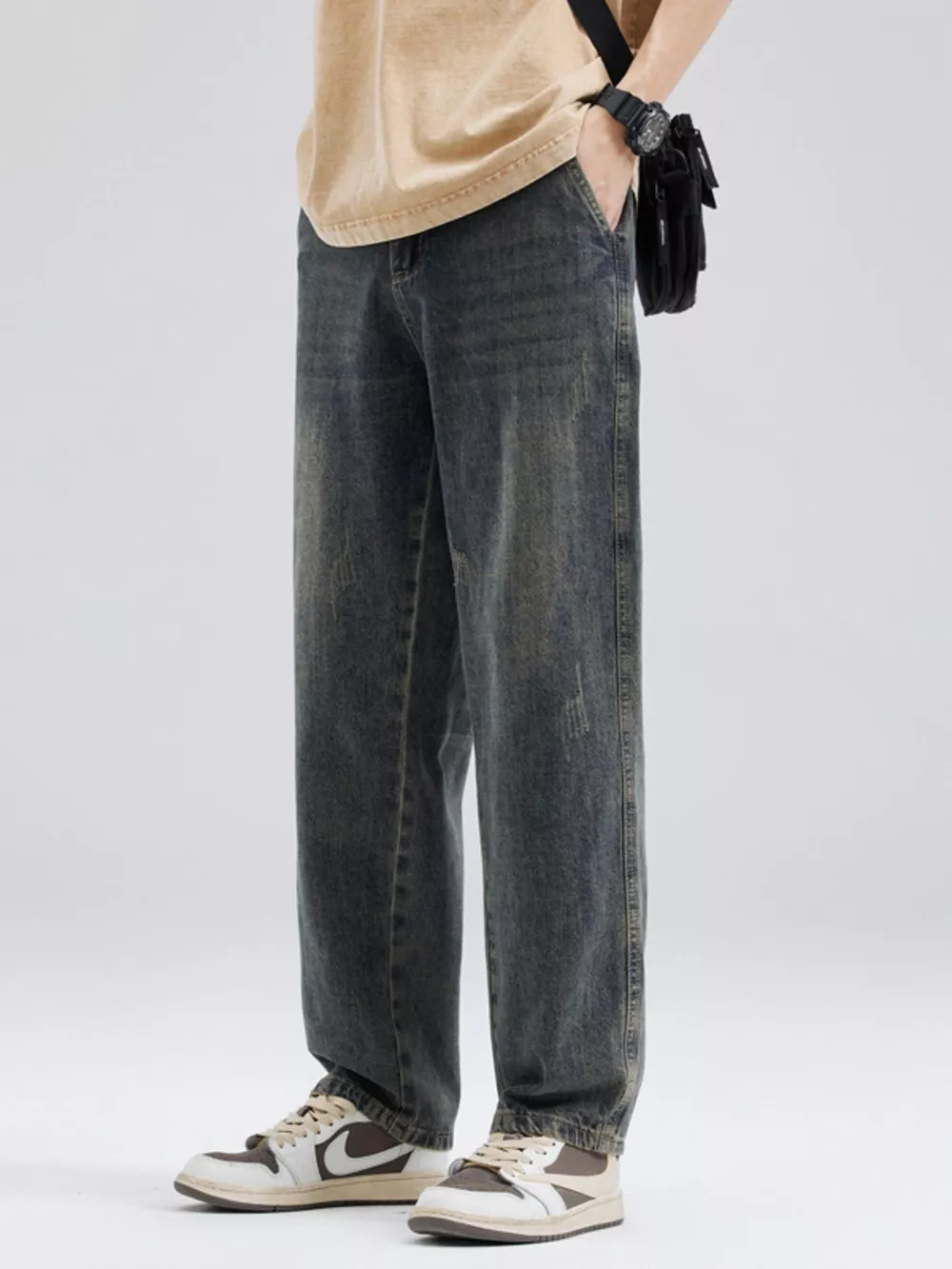 Men's Full Size Washed Relaxed Fit Jeans Plus Size, image 3