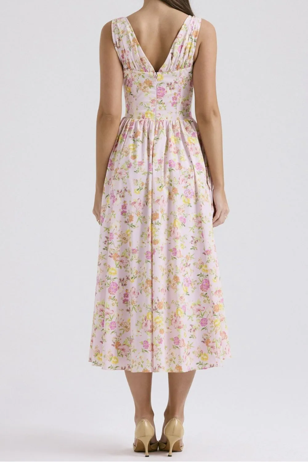 Floral V-Neck Sleeveless Midi Dress with Pockets, image 6