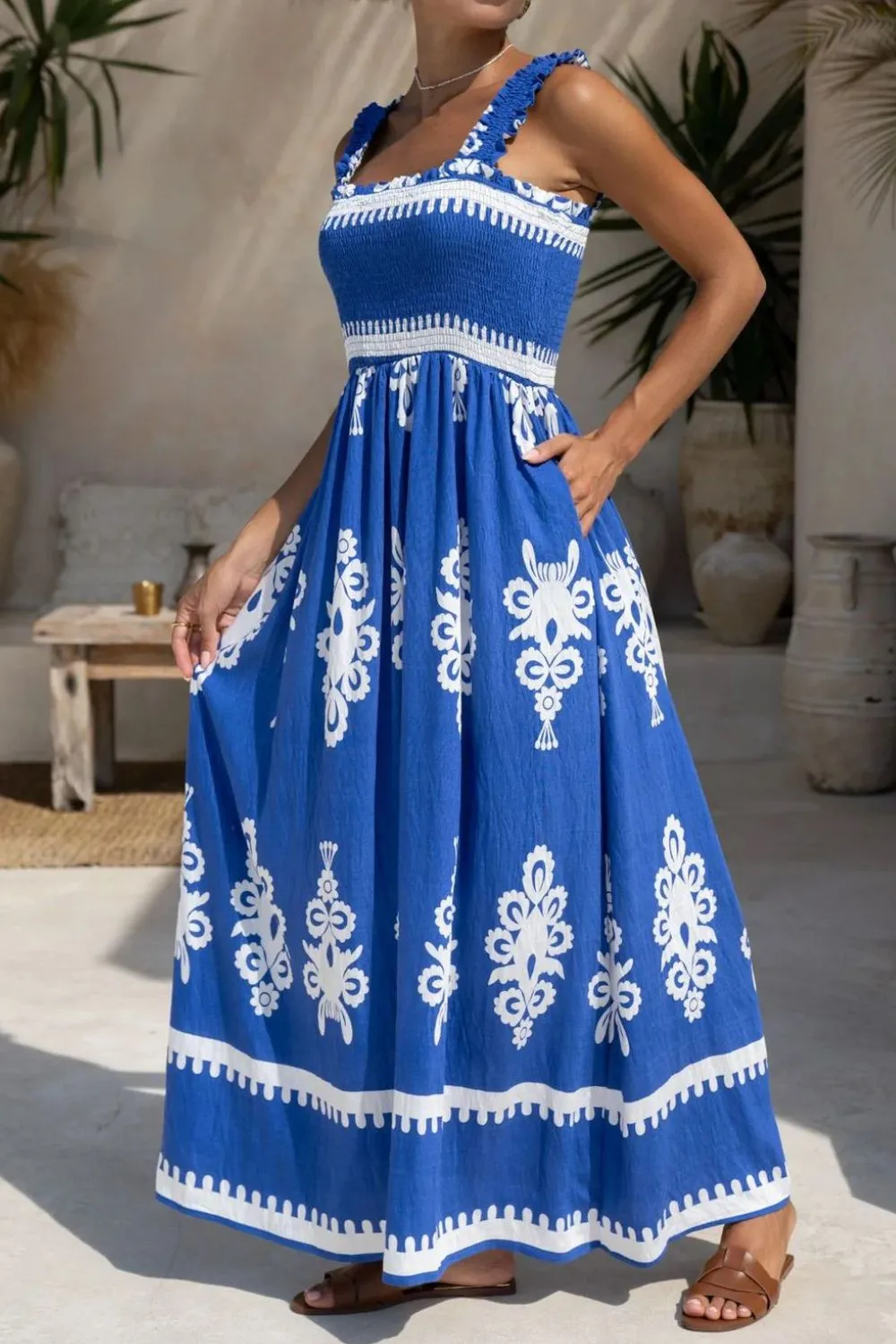 Printed Square Neck Cami Dress, image 2
