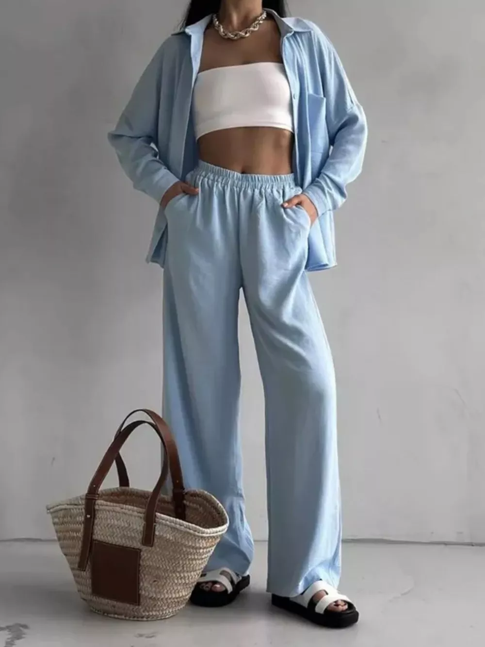 Button Up Long Sleeve Shirt and Pants Set, image 3