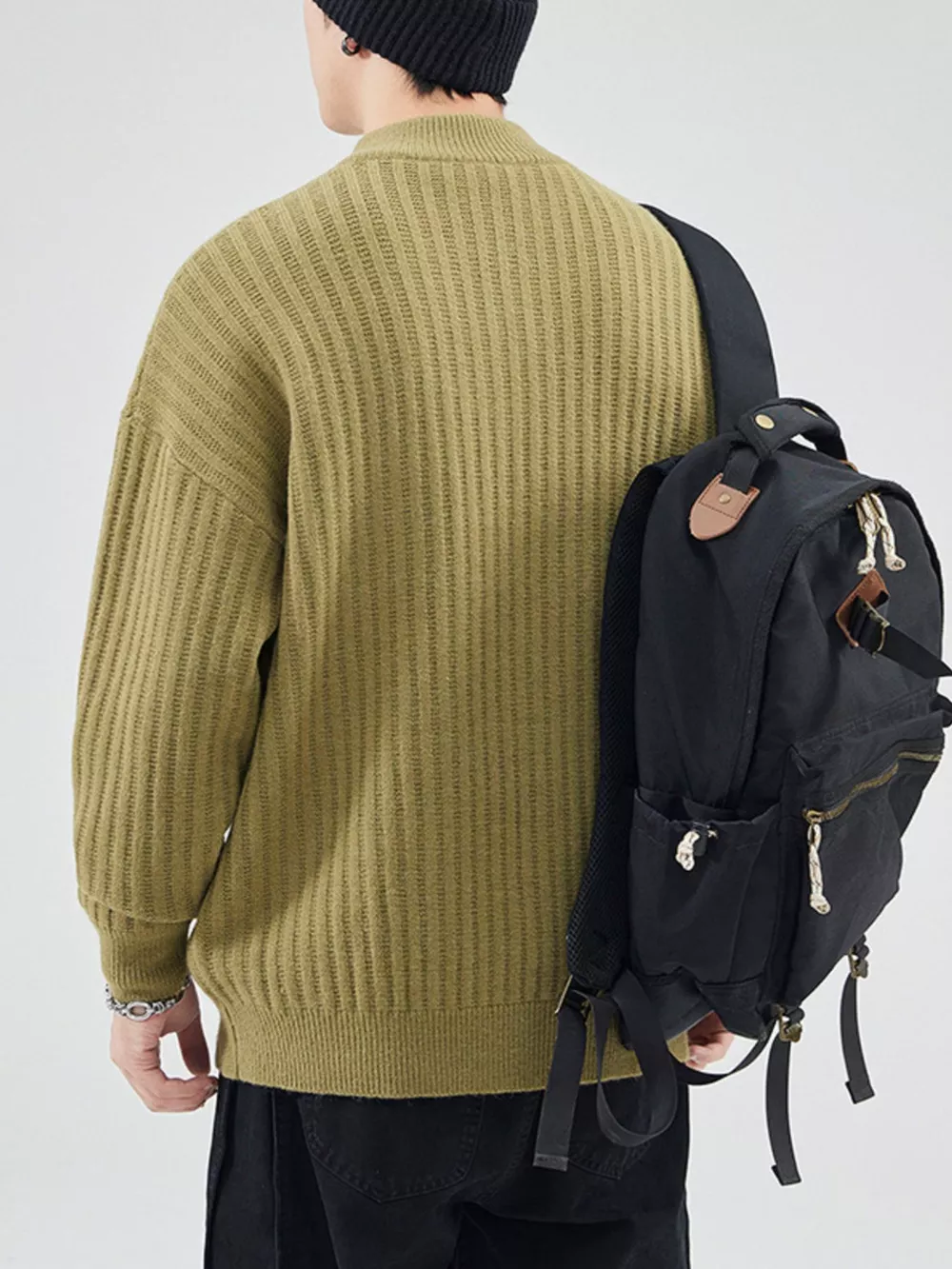 Men's Full Size Button Detail Long Sleeve Sweater Plus Size, image 10