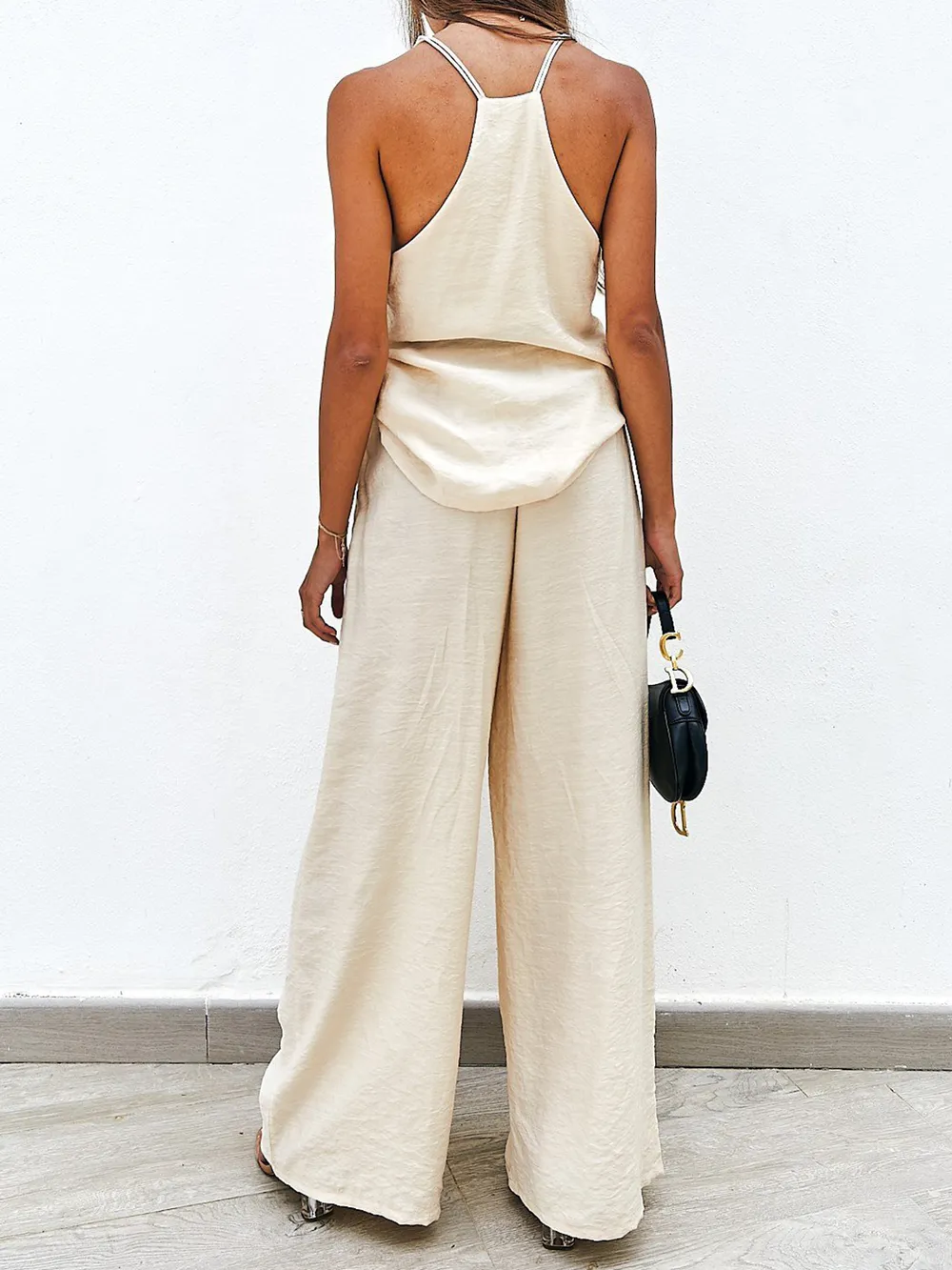 Spaghetti Strap Cami and Wide Leg Pants Set, image 8