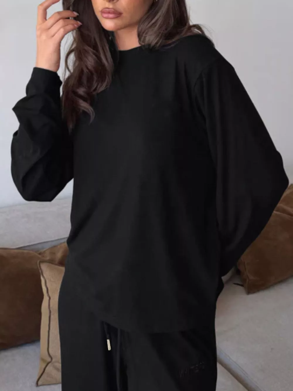 Relaxed Fit Long Sleeve Top and Pants Set, image 8