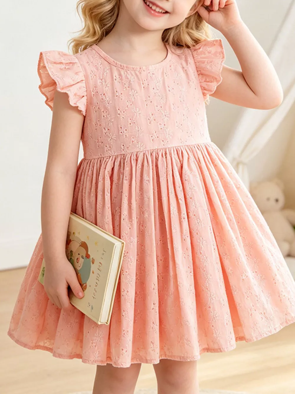 Children's Eyelet Flutter Sleeve Dress