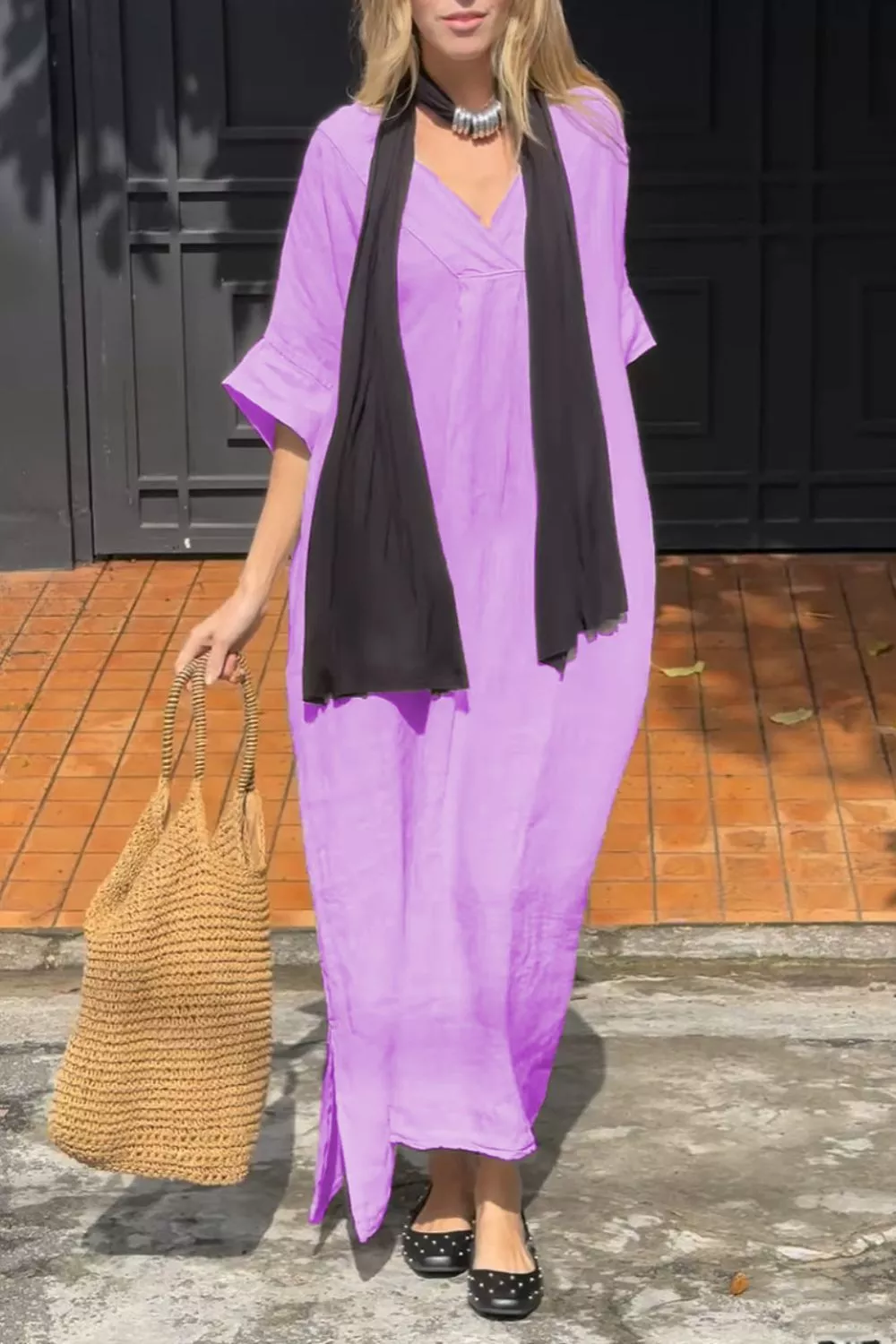 Full Size V-Neck Maxi Dress with Flowy Silhouette Plus Size, image 16