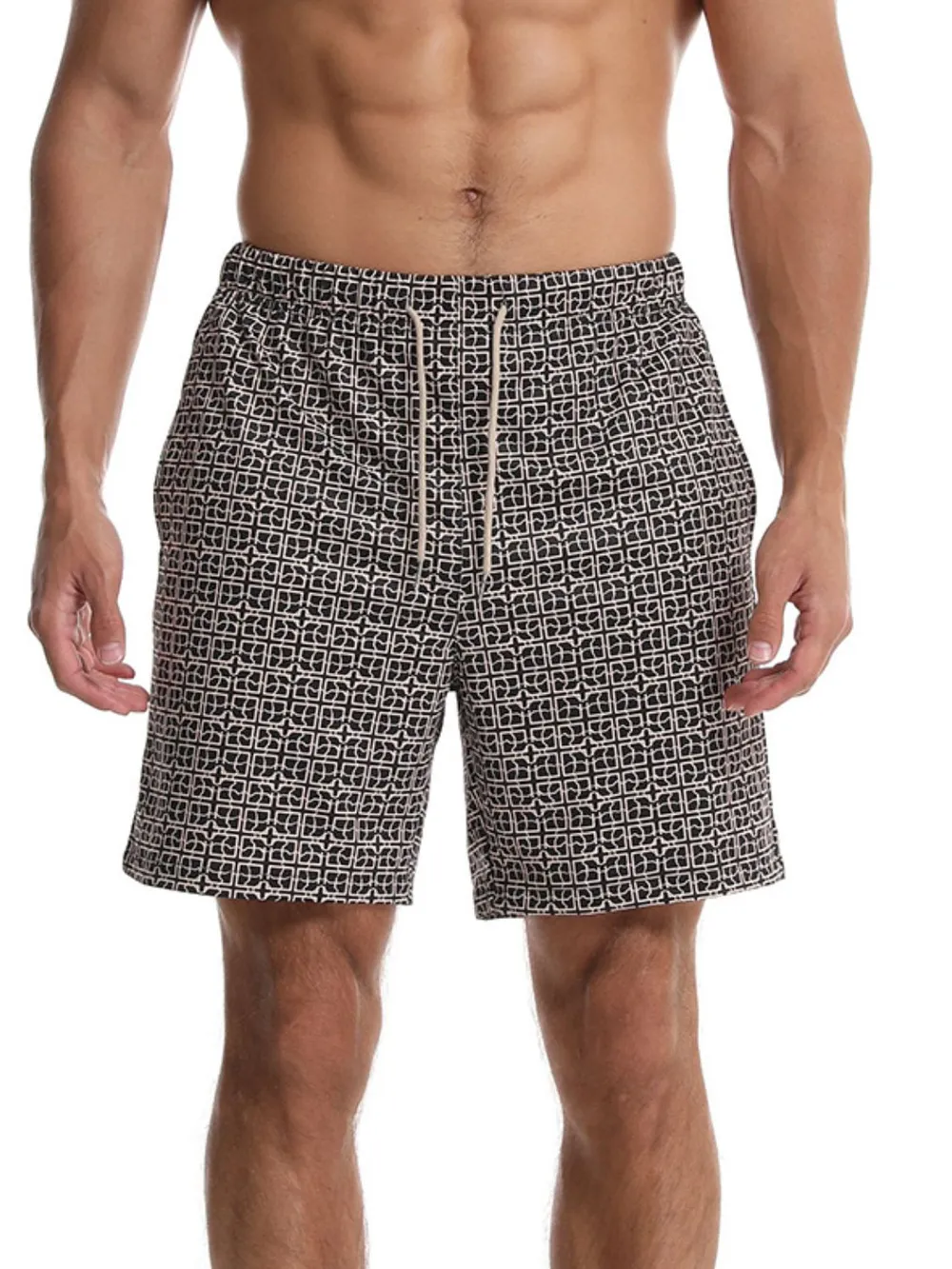 Men's Drawstring Printed Shorts with Pockets, image 2