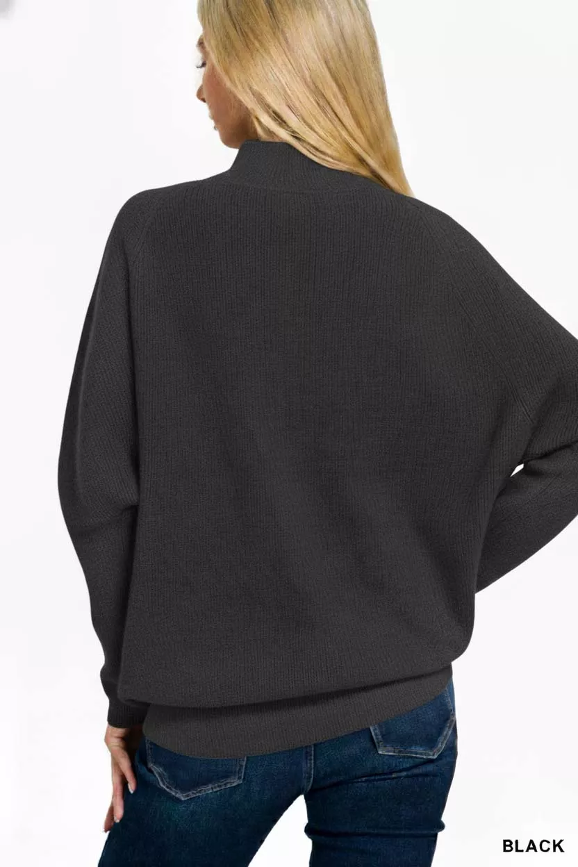 Viscose Dolman Sleeve Mock Neck Sweater, image 2