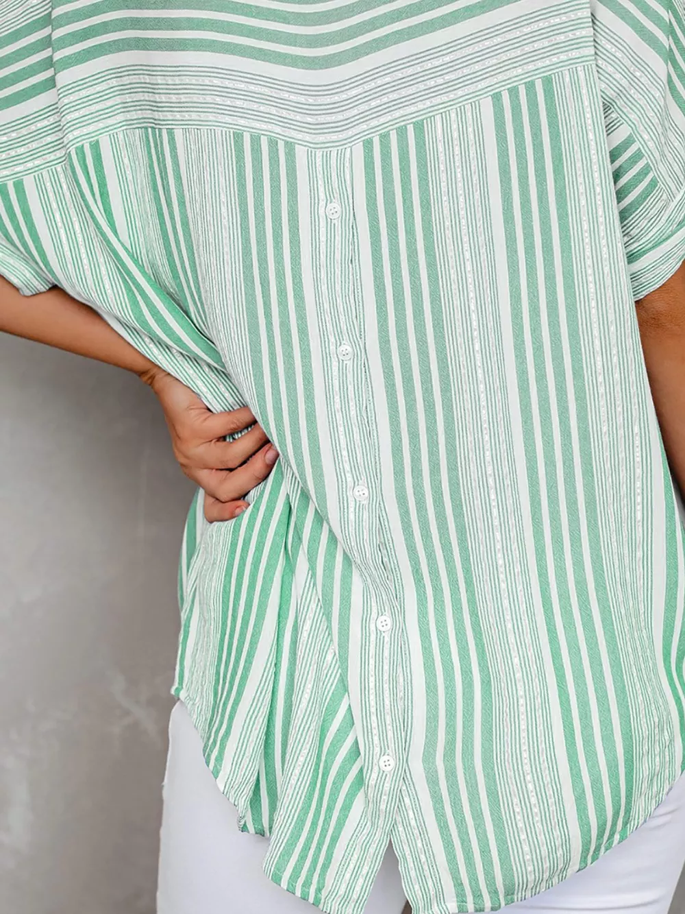 Full Size Collared Neck Half Sleeve Shirt Plus Size, image 8