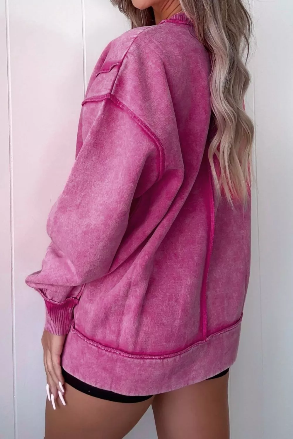 Mineral Wash Exposed Seam Side Slit Sweatshirt, image 2