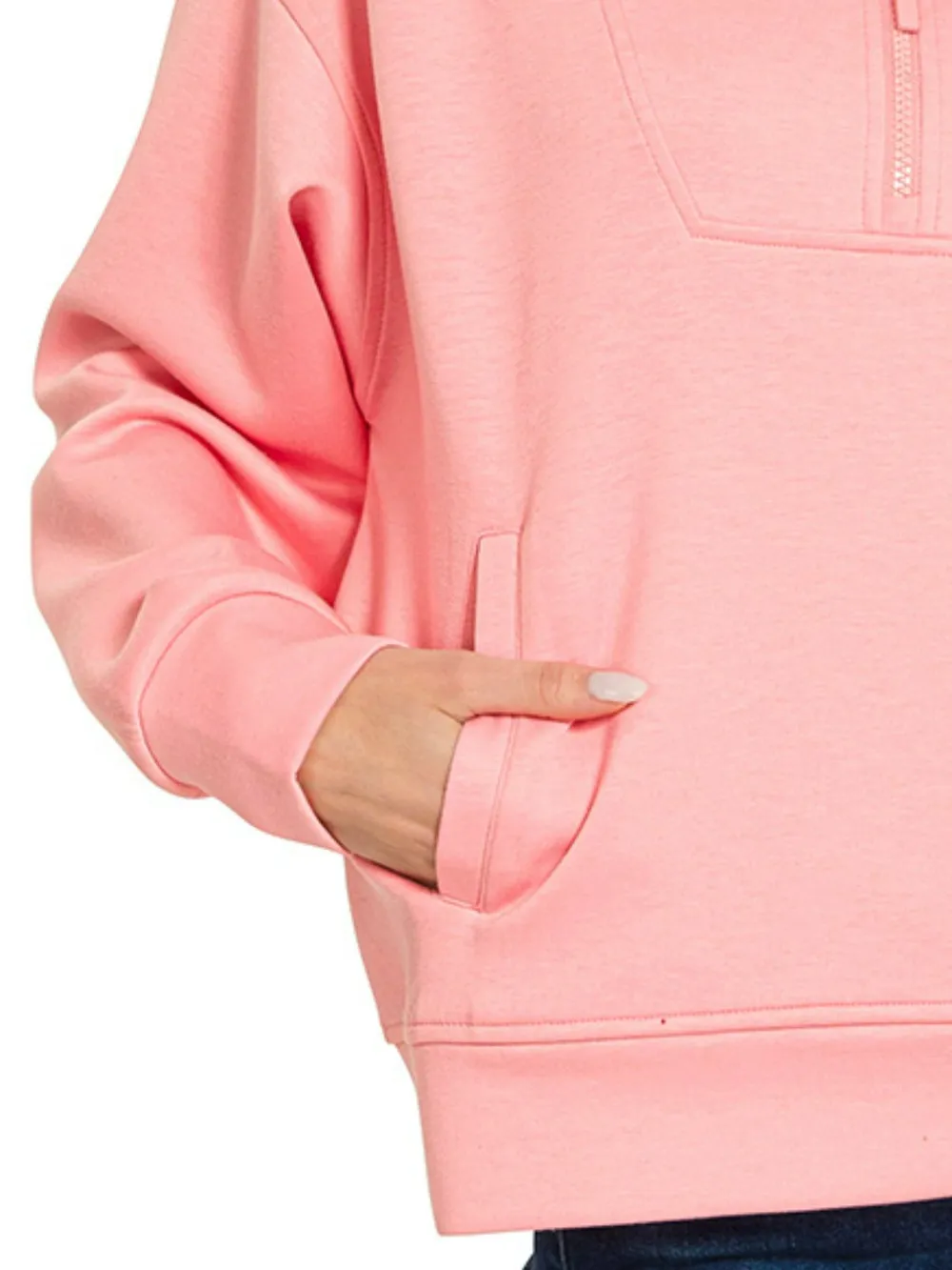 Scuba Half Zip Sweatshirt with Pockets, image 2